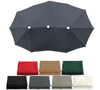 Générique Toile De Rechange Imperméable pour Parasol 3 Têtes À 12 Baleines - Protection UV 30+ - Détachable - Auvent De Remplacement pour Balcon, Plage, Jardin Et Terrasse(Gray)