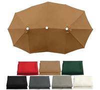 Générique Toile De Rechange Imperméable pour Parasol 3 Têtes À 12 Baleines - Protection UV 30+ - Détachable - Auvent De Remplacement pour Balcon, Plage, Jardin Et Terrasse(Khaki)