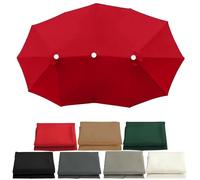 Générique Toile De Rechange Imperméable pour Parasol 3 Têtes À 12 Baleines - Protection UV 30+ - Détachable - Auvent De Remplacement pour Balcon, Plage, Jardin Et Terrasse(Red)