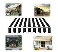 Générique Toile de Rechange pour Store Banne Rétractable Protection Solaire pour Fenêtre de Terrasse Toile de Rechange pour Jardin Patio Balcon sans Cadre (Noir Et Blanc 4,88 M X 2,44 M)