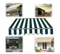 Générique Toile de Rechange pour Store Banne Rétractable Protection Solaire pour Fenêtre de Terrasse Toile de Rechange pour Jardin Patio Balcon sans Cadre (Vert Et Blanc 3 X 1,5 M)