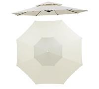 Générique Toile de Remplacement pour Parasol à Deux Niveaux 2.7m 3.0m Toile Ventilée à 8 Baleines Imperméable Protection Solaire pour Jardin Terrasse Cour Patio et Pelouse (BEIGE,3M)