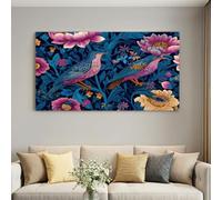 Générique Toile Décorative Moineau Rétro et Rameaux Bleus 90 x 60 cm Bleu | Art Mural Nature Sans Châssis, Tableau Poétique Oiseau Chanteur pour Séjour et Chambre, Toile Toilée Anti-Décoloration