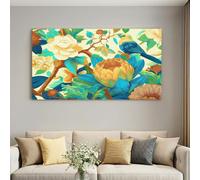 Générique Toile Décorative Oiseau des Bois et Rameaux Déco 90 x 60 cm Beige | Art Mural Champêtre Sans Châssis, Tableau Nature Apaisant pour Séjour et Chambre Parentale, Toile Solide Anti-Fade UV