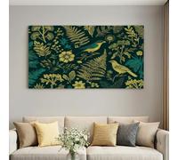Générique Toile Décorative Oiseau Exotique et Plantes Rétro 90 x 60 cm Vert | Art Mural Champêtre Sans Châssis, Tableau Nature pour Séjour et Chambre Parentale, Toile Imperméable Anti-Décoloration
