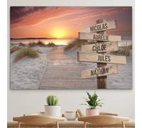 Générique Toile personnalisée avec cadre en bois prénom famille Coucher de Soleil (60 x 40 cm)