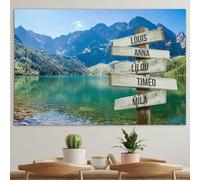 Générique Toile personnalisée avec cadre en bois prénom famille Lac de Montagne (120 x 80 cm)