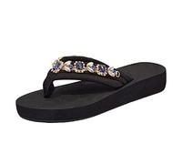 Générique Tongs À Plateforme Pour Femme Tongue Plateforme En Strass Pantoufle Open Toe Antidérapantes Claquette Slip-On Élégante Pied Large Chaussons Femme Pour Plage, Voyage Et Usage Quotidien
