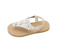 Générique Tongs Sandales Femme Été Confortable Nu-Pieds Entre-Doigt avec Fleurs Décoratives Bride Arrière Élastiquée Semelle Plate Effet Corde Bout Ouvert Sandale Ete Plage Vacances Casual Extérieur