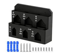 Générique Tool Rack Wall Mount - 6 Slot Organizer Holder for Garage Workshop Storage | Powder Coated Steel Frame with Heavy Duty Screws, Space Saving Clamp Storage System for Shed Home