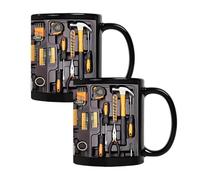 Générique Toolbox Coffee Mug，11oz Ceramic Mechanic Toolbox Coffee Cup，Mechanic Toolboxs Set Pattern With Tool Mug ， for Birthdays, Anniversaries, for Husbands, Fathers, or Car Guys Fun Gift (2pcs)
