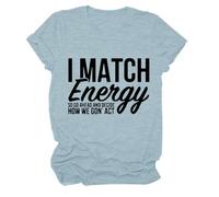 Générique Top da Donna a Maniche Corte Con Stampa Girocollo a T Corta (Light Blue, XL)