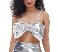 Générique Top Femme Bustier Nœud Papillon Doré Robe Soirée Gilet à Paillettes Femme Vêtements Club Top Respirant Confort Sexy pour Gala Nuit Rendez-Vous Glamour Streetwear Mode Femmes