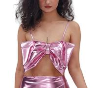 Générique Top Femme Bustier Nœud Papillon Doré Robe Soirée Gilet à Paillettes Femme Vêtements Club Top Respirant Confort Sexy pour Gala Nuit Rendez-Vous Glamour Streetwear Mode Femmes