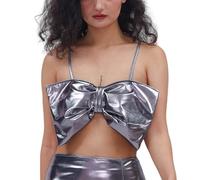 Générique Top Femme Bustier Nœud Papillon Doré Robe Soirée Gilet à Paillettes Femme Vêtements Club Top Respirant Confort Sexy pour Gala Nuit Rendez-Vous Glamour Streetwear Mode Femmes