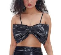 Générique Top Femme Bustier Nœud Papillon Doré Robe Soirée Gilet à Paillettes Femme Vêtements Club Top Respirant Confort Sexy pour Gala Nuit Rendez-Vous Glamour Streetwear Mode Femmes