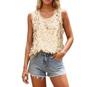 Générique Top Femme Sequins sans Manches Robe Soirée de Carnaval à Paillettes Vêtements Automne Gilet Respirant Confort Oversize pour Ville Plage Quotidien Tendance Streetwear Mode Femme