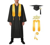 Générique Toque de Graduation et Toge de Cérémonie en Finition Mat,Costume de Fête Mat pour l'Année 2026 | Costume de Graduation Bleu Foncé/Noir,pour les Étudiants de Licence