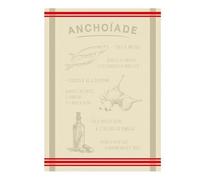 Générique Torchon Rectangle Coton tissé Jacquard Recette Anchoïade Ecru 50 cm X 70 cm