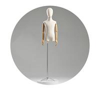 Générique Torse de Mannequin Enfant réglable avec tête et Bras en Bois, Accessoire pour Magasin de vêtements (9 Ans), trépied en métal, Disponible en Argent et 2 Autres Coloris.