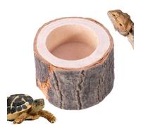 Générique Tortoise Water Dish, Reptile Feeding Bowl, Amphibian Food Tray, Natural Wood Texture, Compact Space-Saving Design, Habitat Decor for Turtle Lizard Tank, 2.36x1.57x0.98