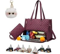Générique Tote And Luxe Co Bag, My Daily Bag Tote With Lunch Compartment, luxeco 3-In-1 Quilted Lunch,Laptop (Wine red)