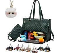 Générique Tote And Luxe Co Bag, My Daily Bag Tote With Lunch Compartment, luxeco 3-In-1 Quilted Lunch,Laptop (Green)