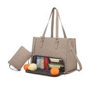 Générique Tote and Luxe Co Bag, Toteluxeco 3-in-1 Quilted Tote Bag, Laptop Bags With Multiple Lunch Compartment Storage (Natural)