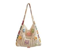 Générique Tote Bag En Crochet,Sac À Main De Plage Bohème Floral - Cabas Crochet Fleur Fait Main - Pour Vacances Estivales Plage Rencontres Trajets Quotidiens Festival Musique Anniversaire Filles Dame