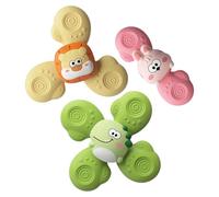 Générique Toupie À Ventouse pour Bébé, 3 Pièces Jouets Sensoriels Animaux Mignons,Ventouses Rotatives Anti-Dérapantes,Idéal pour Bain, Poussette, Voyage en Voiture, Avion & Piscine