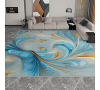 Générique Tourbillon Abstrait De Marbre De Luxe 3D Impression Tapis 80 x 150 cm Antidérapant, Doux et Épais Lavable en Machine Tapis de Sol pour Chambre, Salle de Séjour, Bleu