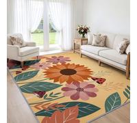 Générique Tournesol Champignon Tapis Salon 60x90 cm | Lavable en Machine AntidéRapant Poil Ras Pastoral Moderne Conte De Fées Tapis, pour Chambre Salle a Manger Bureau Cuisine