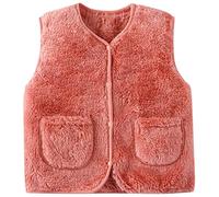 Générique Tout-Petits Bébés Filles Garçons sans Manches Polaire Gilets en Peluche Couleur Unie Col en V Sherpa Gilets Ado Filles en Molleton Polaire Doux Chaud Vêtements d'extérieur avec Poches