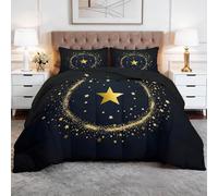 Générique Toutes Saisons Couette 140 x 200 cm Minimalisme Ciel Étoiles Couette matelassée Luxueuse et Douce en Duvet et Plumes, Respirante Lavable en Machine, Hypoallergenique, Good Sleep Noir