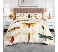 Générique Toutes Saisons Couette 140 x 200 cm Motifs d'animaux Et D'Insectes Couette matelassée Luxueuse et Douce en Duvet et Plumes, Respirante Lavable en Machine, Hypoallergenique, Good Sleep Beige