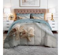 Générique Toutes Saisons Couette 140 x 200 cm Nature Étoile Mer Coquille Saint Jacques Couette matelassée Luxueuse et Douce en Duvet et Plumes, Respirante Lavable en Machine, Good Sleep Beige Clair