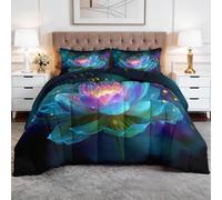 Générique Toutes Saisons Couette 140 x 200 cm Rêveur Fleurs Lotus Couette matelassée Luxueuse et Douce en Duvet et Plumes, Respirante Lavable en Machine, Hypoallergenique, Good Sleep Bleu