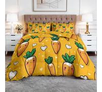 Générique Toutes Saisons Couette 140 x 200 cm Thème Végétal Cœur Carotte Couette matelassée Luxueuse et Douce en Duvet et Plumes, Respirante Lavable en Machine, Hypoallergenique, Good Sleep Orange