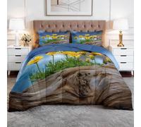 Générique Toutes Saisons Couette 160 x 200 cm Nature Fleurs Marguerites Couette Matelassée Luxueuse et Douce en Duvet et Plumes, Respirante Lavable en Machine, Hypoallergenique, Good Sleep Bleu
