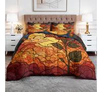 Générique Toutes Saisons Couette 200 x 200 cm Traditionnel Fleurs Roses Couette Matelassée Luxueuse et Douce en Duvet et Plumes, Respirante Lavable en Machine, Hypoallergenique, Good Sleep Jaune