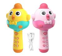 Générique Toy Microphone - Chicken Shape Singing Machine, Rechargeable Wireless Speaker Karaoke, Handheld Voice Amplifier Music Player, Cute Animal Cartoon Sound LED Lights | for Kids Boys Girls