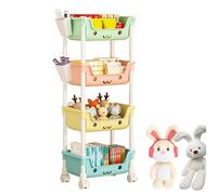 Générique Toy Organizer Wheels, Multi-Tier Storage Rack for Kids, Rolling Bookshelf and Toys Box Combo, Open Shelf Organizer for Children's Nursery Playroom, Easy Access Book and Display