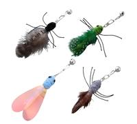 Générique Toys D'attachement De Baguettes pour Chat - Jouets De Baguettes De Chat Interactifs, Accessoires De Baguettes De | Ensemble De Recharge Teaser De Pêche De 4, De Verge De Ver De Volant I