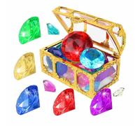 Générique Toys De Piscine pour Kidsfreasure | Diamant Coloré De 10 Pc avec Poitrine De Pirate | Jouets De Plongée pour Piscine | Piscines Coffre Au Trésor Jouet | Jouet des Piscines À Pagaie
