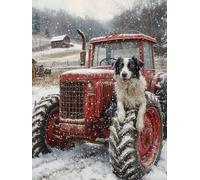 Générique Tracteur 5D Diamond Painting Adulte Grand Format Chien, Diamond Painting Kit Broderie Tableau Diamant Adulte Complet Carré, Diamant Point de Croix Peinture, Cadeau Femme 80x120cm Q-H7960