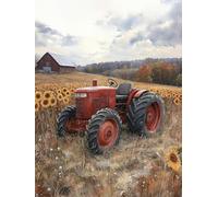 Générique Tracteur 5D Diamond Painting Adulte Grand Format Tournesol, Diamond Painting Kit Broderie Tableau Diamant Adulte Complet Carré, Diamant Point de Croix Peinture, Cadeau Femme 40x60cm 2-7031S