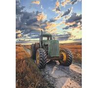 Générique Tracteur 5D Diamond Painting Adulte Grand Format Voiture, Diamond Painting Kit Broderie Tableau Diamant Adulte Complet Carré, Diamant Point de Croix Peinture, Cadeau Femme 80x120cm 0-6I88W