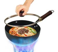 Générique Traditional Japanese Pan, Iron Cooking Pan, Thick Forged Metal with Natural Cover, Heavy Induction Pot, Professional Grade Kitchen Supplies, Use for Asian Culinary Mastery