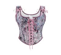Générique Traditionnel Oktoberfest Chemisier Dirndl En Dentelle Gilet Femme Col V Crop Tops Shirt Festival Lingerie Chic et légant Short Sleeve Blouse Carnaval FêTe Vetement