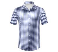 Générique Traditionnels Tenue Bavaroise Chemise Homme Flanelle d'Oktoberfest - Manches Courtes à Carreaux Allemands - Style Authentique pour Lederhosen, Fêtes de la Bière et Réunions Festives